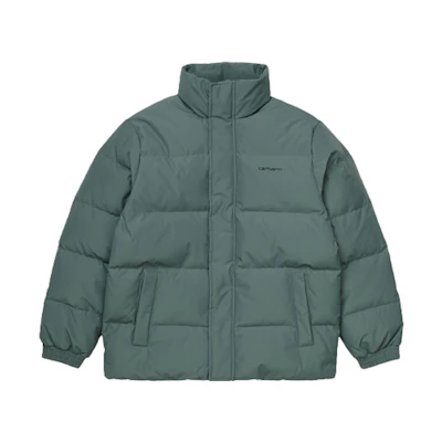Carhartt WIP Green Logo Stand Collar Puffer Jacket Winter Collection. I029450-0GA-XX