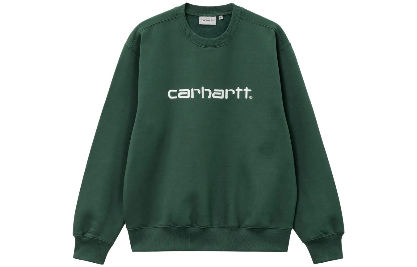 Carhartt WIP Green Pullover Sweatshirt with Letter Logo Print Long Sleeve 231061K-GRD