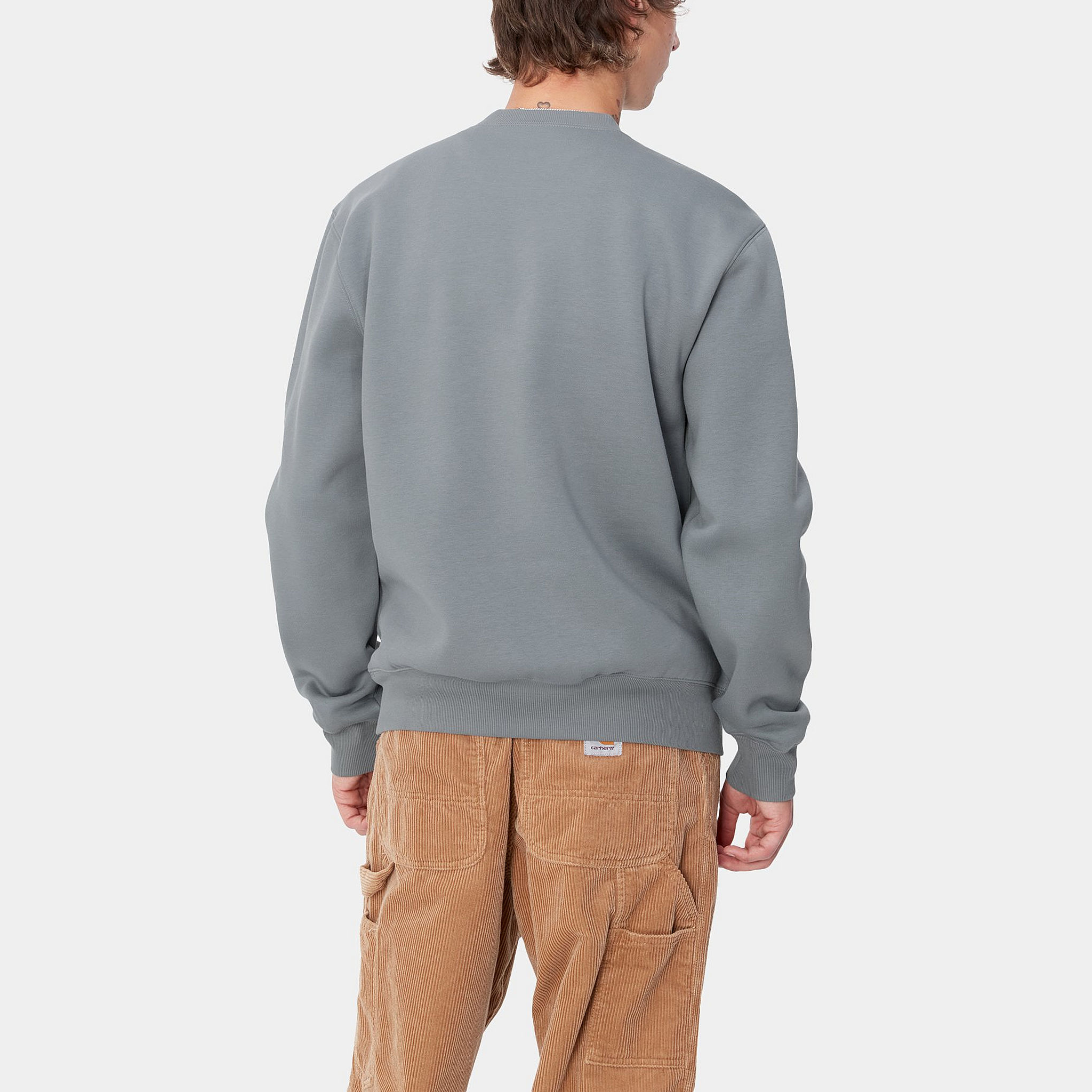 Purchase 칼하트 WIP 그레이 레터 크루넥 긴팔 스웨트셔츠 풀오버 I030546-2IN-XX