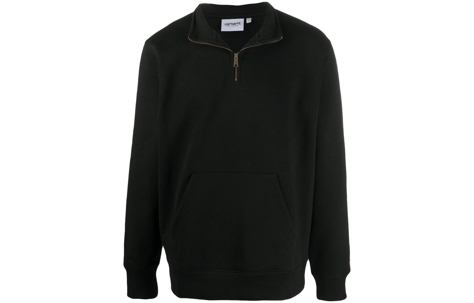 Carhartt WIP Half-Zip Pullover Embroidered Logo Sweatshirt Black I02703803BLACK