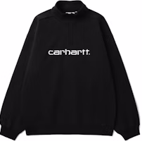 Carhartt WIP Half-Zip Pullover Sweatshirt Black with Letter Graphic CHXSWF23A037L-BKX Carhartt WIP Half-Zip Pullover Sweatshirt Black with Letter Graphic CHXSWF23A037L-BKX