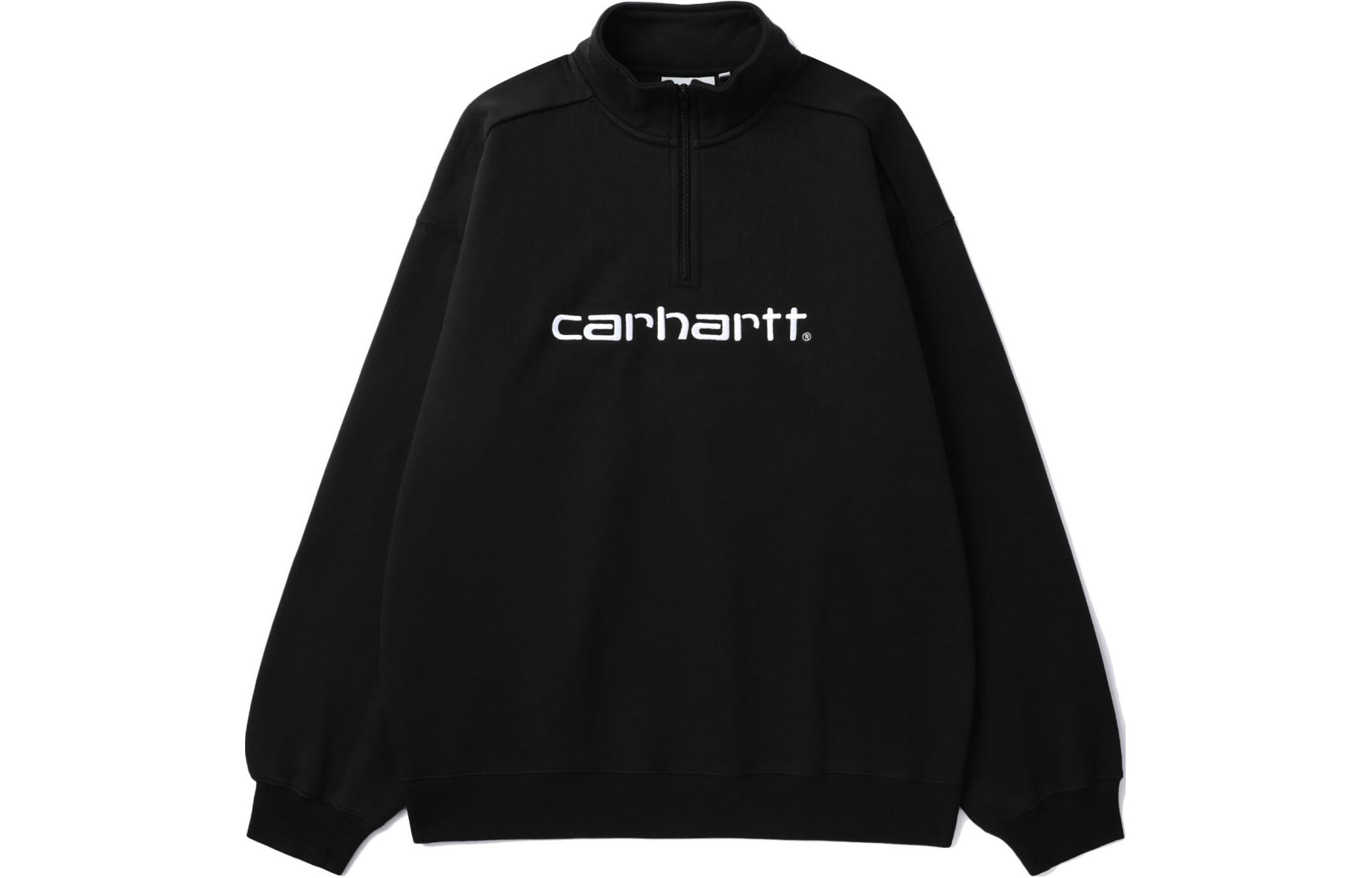 Order Carhartt WIP 半拉鍊字母印花黑色休閒上衣 CHXSWF23A037L-BKX