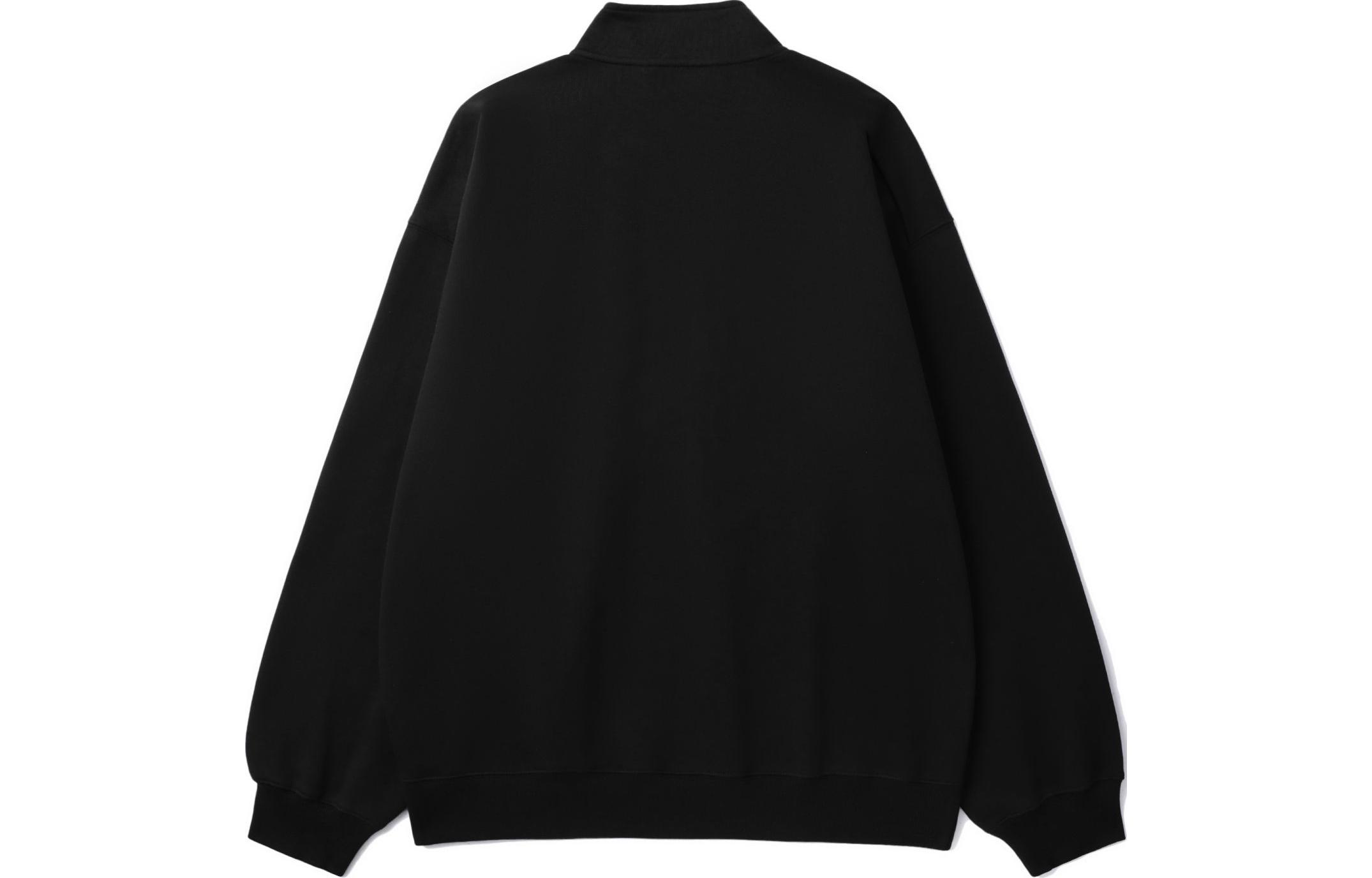 Lookbook Carhartt WIP 半拉鍊字母印花黑色休閒上衣 CHXSWF23A037L-BKX