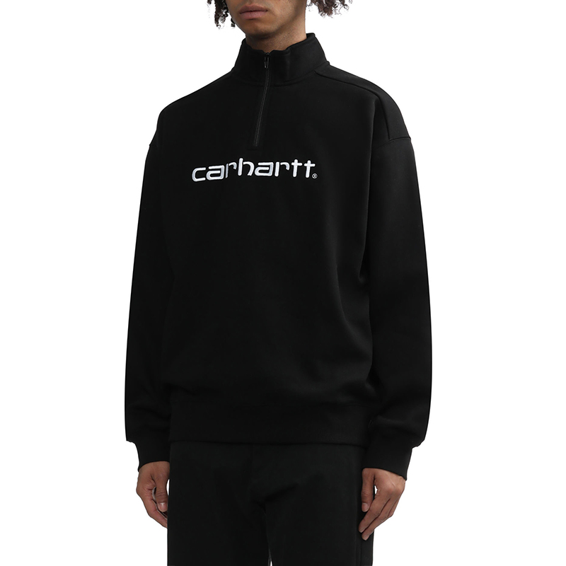 Details for Carhartt WIP 半拉鍊字母印花黑色休閒上衣 CHXSWF23A037L-BKX