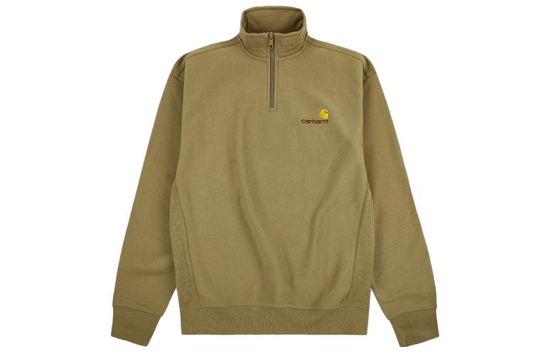 Carhartt WIP Half-Zip Pullover Sweatshirt Deep Brown with Logo Embroidery I027014-1CM-XX