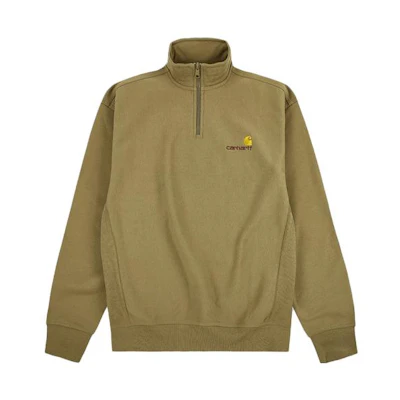 Carhartt WIP Half-Zip Pullover Sweatshirt Deep Brown with Logo Embroidery I027014-1CM-XX