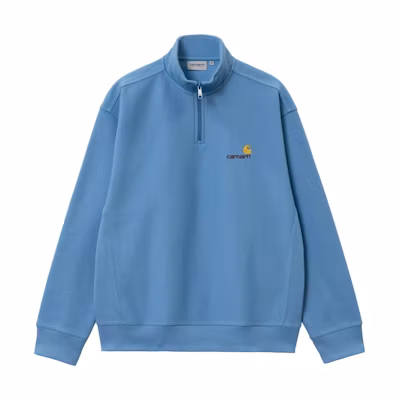 Carhartt WIP Half-Zip Pullover Sweatshirt Men’s Sky Blue with Embroidered Logo I027014-1D5-XX