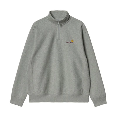 Carhartt WIP Half Zip American Script Grey Sweatshirt Grey Pullover I027014-V6-XX