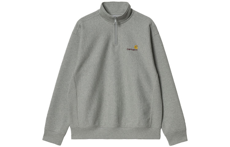 Order Carhartt WIP Half Zip American Script Abu-abu Sweatshirt Pullover Abu-abu I027014-V6-XX