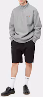 Shop Carhartt WIP 半拉鍊美式字樣灰色長袖套頭衫 I027014-V6-XX