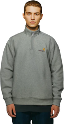 Carhartt WIP Half Zip American Script Abu-abu Sweatshirt Pullover Abu-abu I027014-V6-XX Cheap Carhartt WIP Half Zip American Script Abu-abu Sweatshirt Pullover Abu-abu I027014-V6-XX