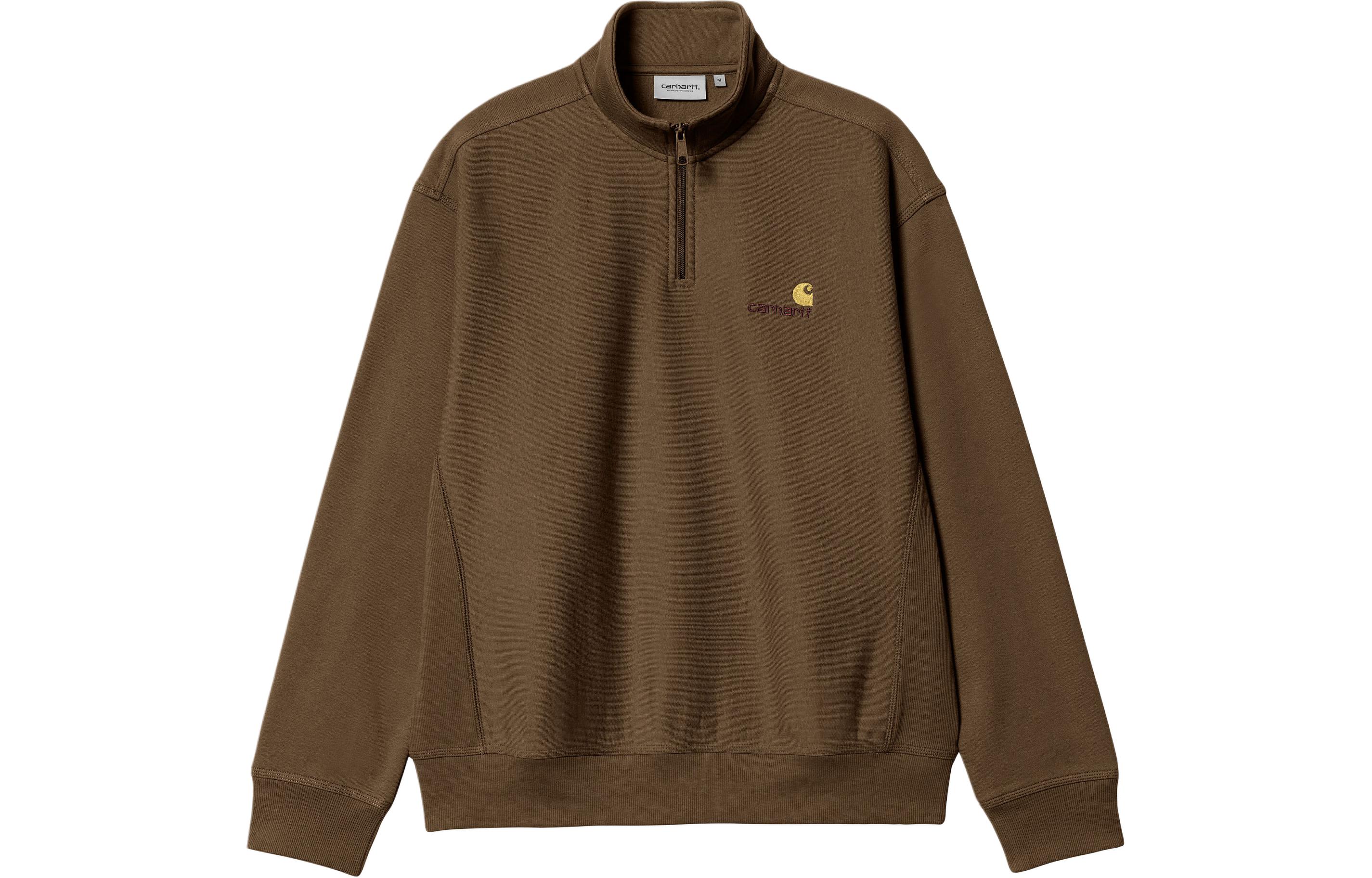Carhartt WIP Half Zip American Script Sweatshirt Brown - Casual Pullover I027014-1ZD-XX
