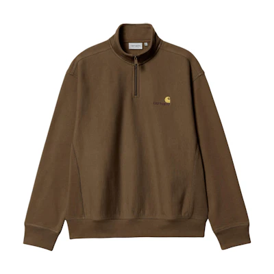 Carhartt WIP Half Zip American Script Sweatshirt Brown - Casual Pullover I027014-1ZD-XX