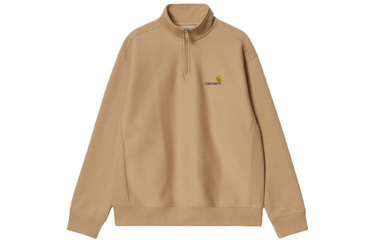 Carhartt WIP Half Zip American Script Sweatshirt Dusty Brown Unisex Pullover I027014-07E-XX