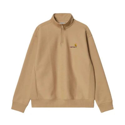 Carhartt WIP Half Zip American Script Sweatshirt Dusty Brown Unisex Pullover I027014-07E-XX