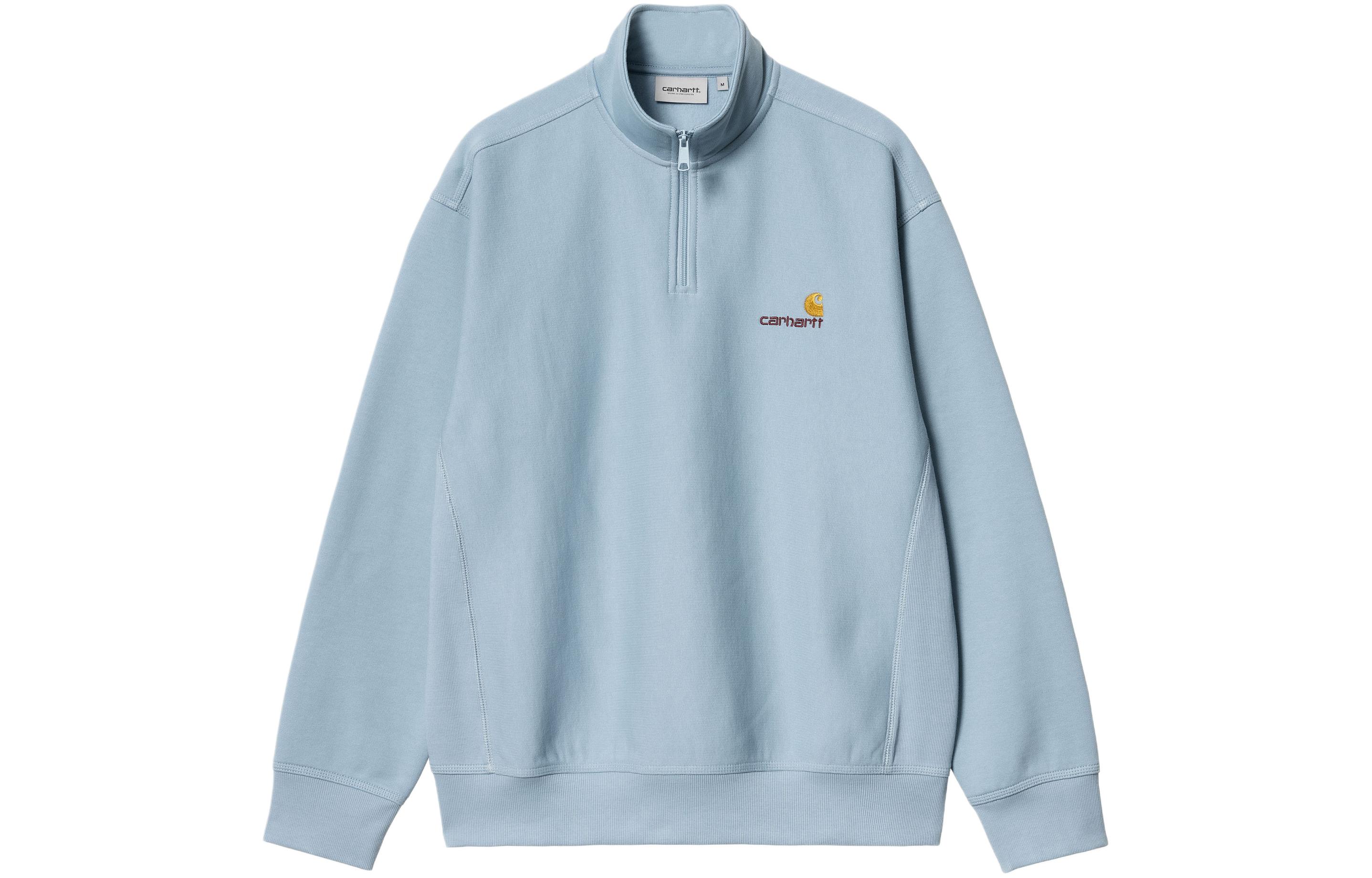 Carhartt WIP Half Zip American Script Sweatshirt Light Blue - Casual Pullover I027014-0F4-XX
