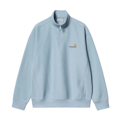 Carhartt WIP Half Zip American Script Sweatshirt Light Blue - Casual Pullover I027014-0F4-XX