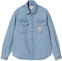 Carhartt WIP Harvey Shirt Jac Washed Denim Jacket Light Blue Casualwear I033346-01-12 Carhartt WIP Harvey Shirt Jac Washed Denim Jacket Light Blue Casualwear I033346-01-12