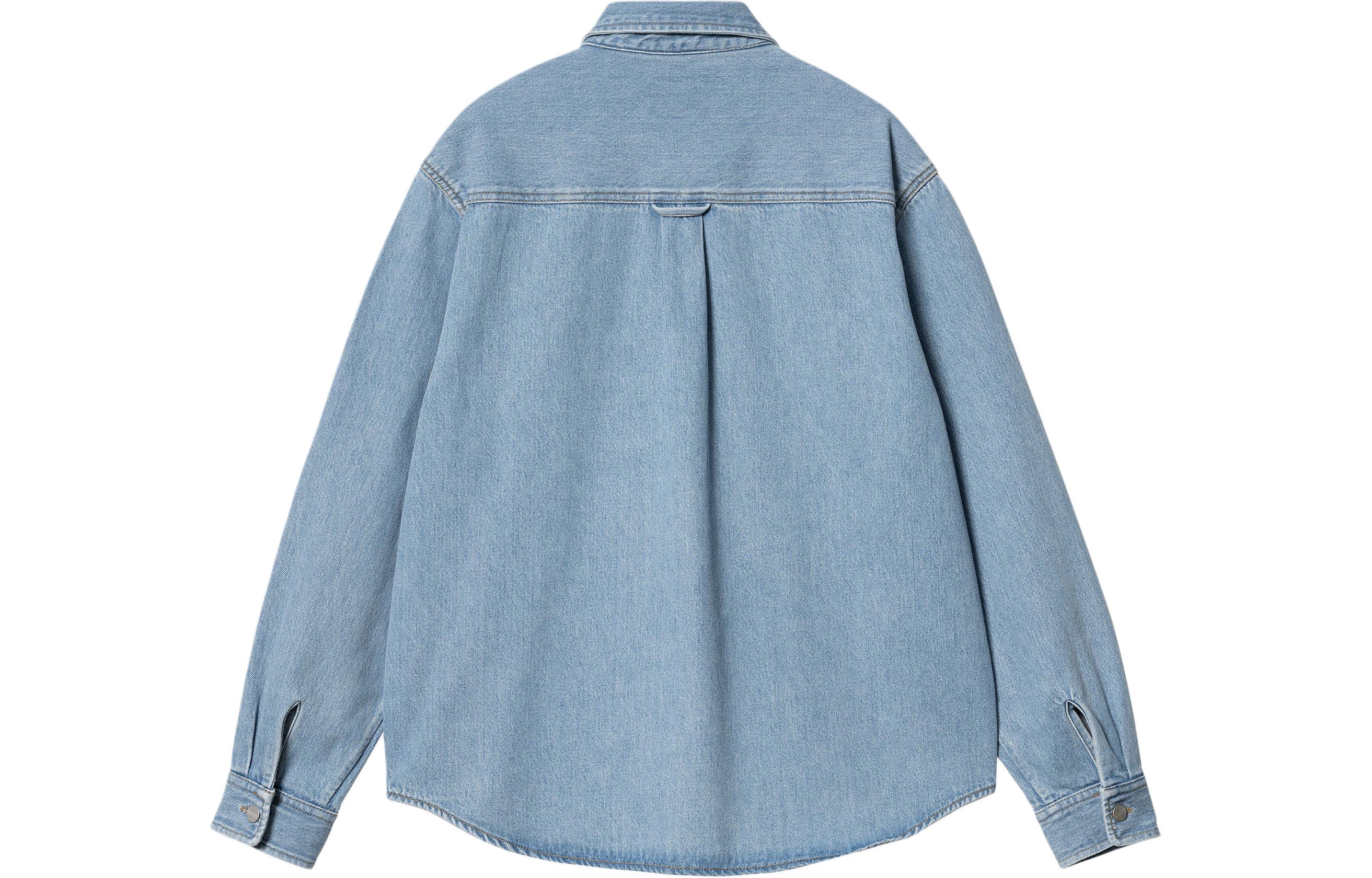 Lookbook Carhartt WIP Harvey Shirt Jac Jaket Denim Light Blue Pakaian Kasual I033346-01-12