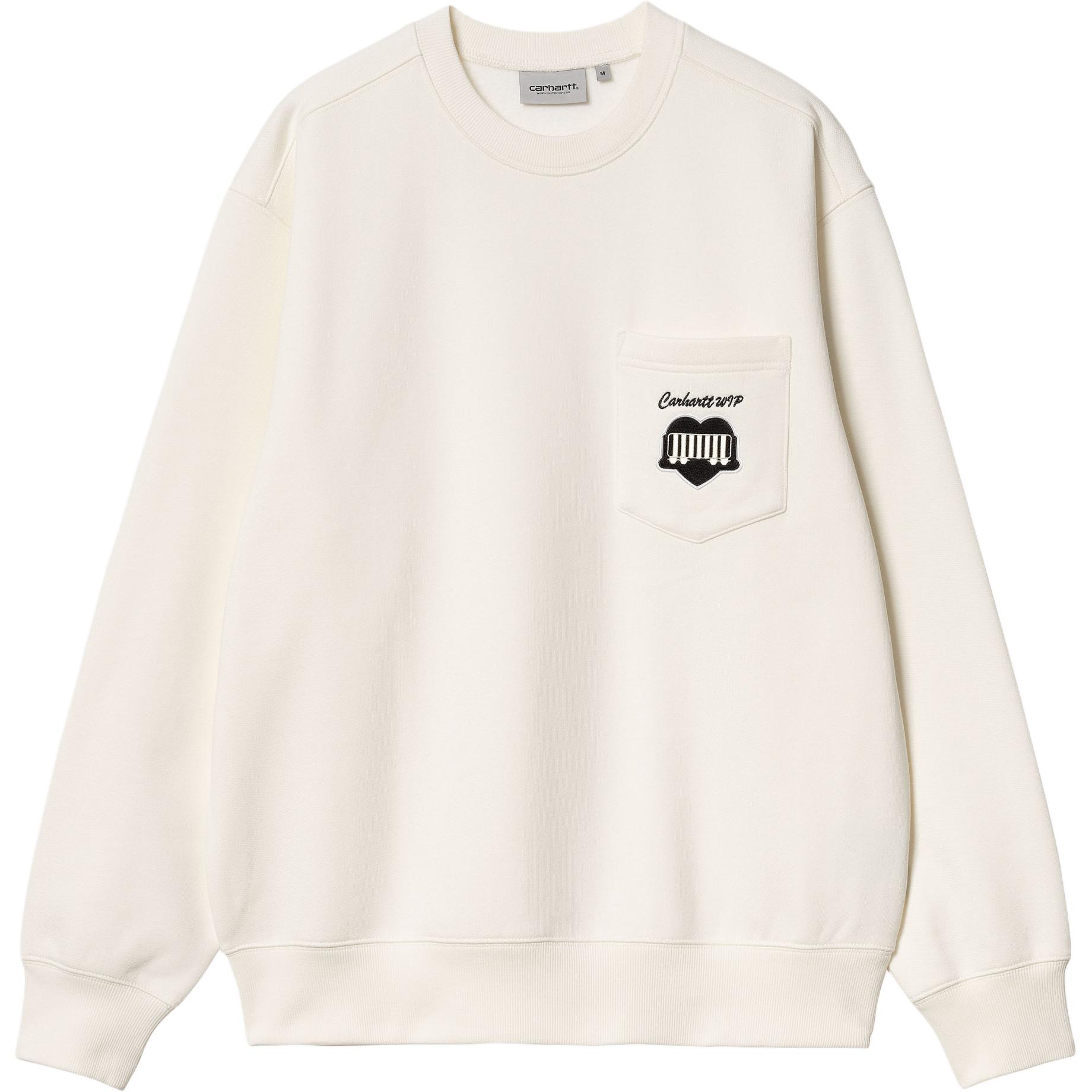 Carhartt WIP Heart Train Pocket Sweat Unisex Embroidered Patch Crewneck - Wax White I033932-D6-XX
