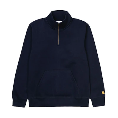 Carhartt WIP High Neck Half-Zip Logo Sweatshirt Navy Blue I027038-1C-90