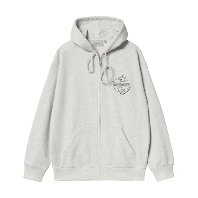 Carhartt WIP Hooded Ablaze Jacket Letter Print Zip-Up Loose Fit Men’s Grey I033623-00O-XX