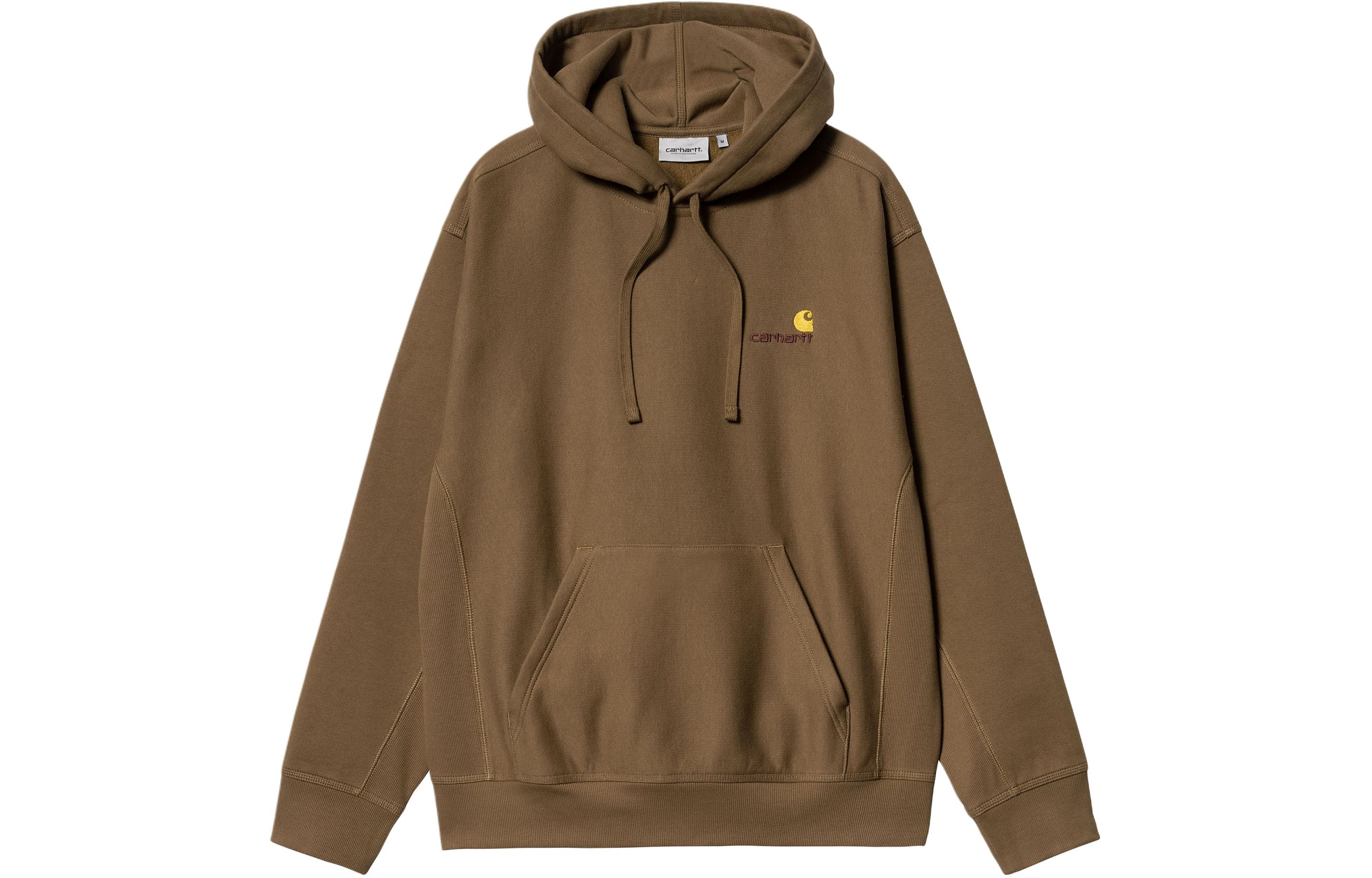 Carhartt WIP Hooded American Script Brown Oversized Logo Pocket Sweatshirt I028279-1ZD-XX