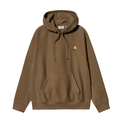 Carhartt WIP Hooded American Script Brown Oversized Logo Pocket Sweatshirt I028279-1ZD-XX