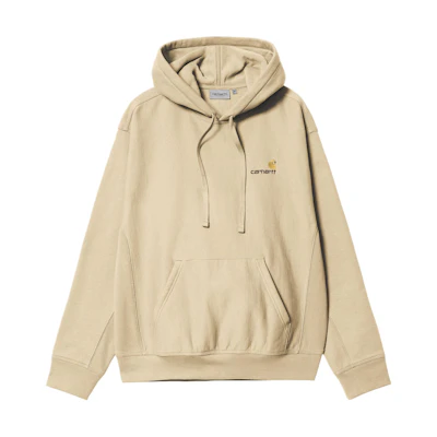 Carhartt WIP Hooded American Script Sweatshirt Khaki Pullover Hoodie I028279-1YR-XX