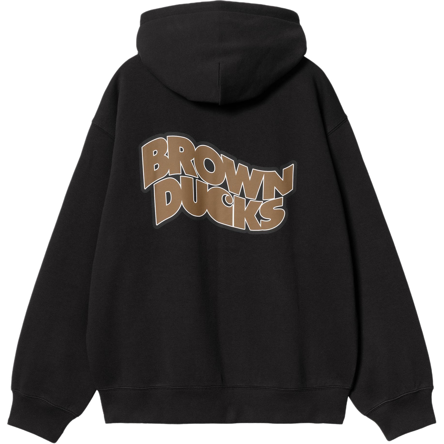 Carhartt WIP Hooded Brown Ducks Jacket Black Unisex Long Sleeve Zip-Up I033931-89-XX