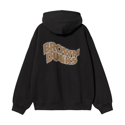 Carhartt WIP Hooded Brown Ducks Jacket Black Unisex Long Sleeve Zip-Up I033931-89-XX