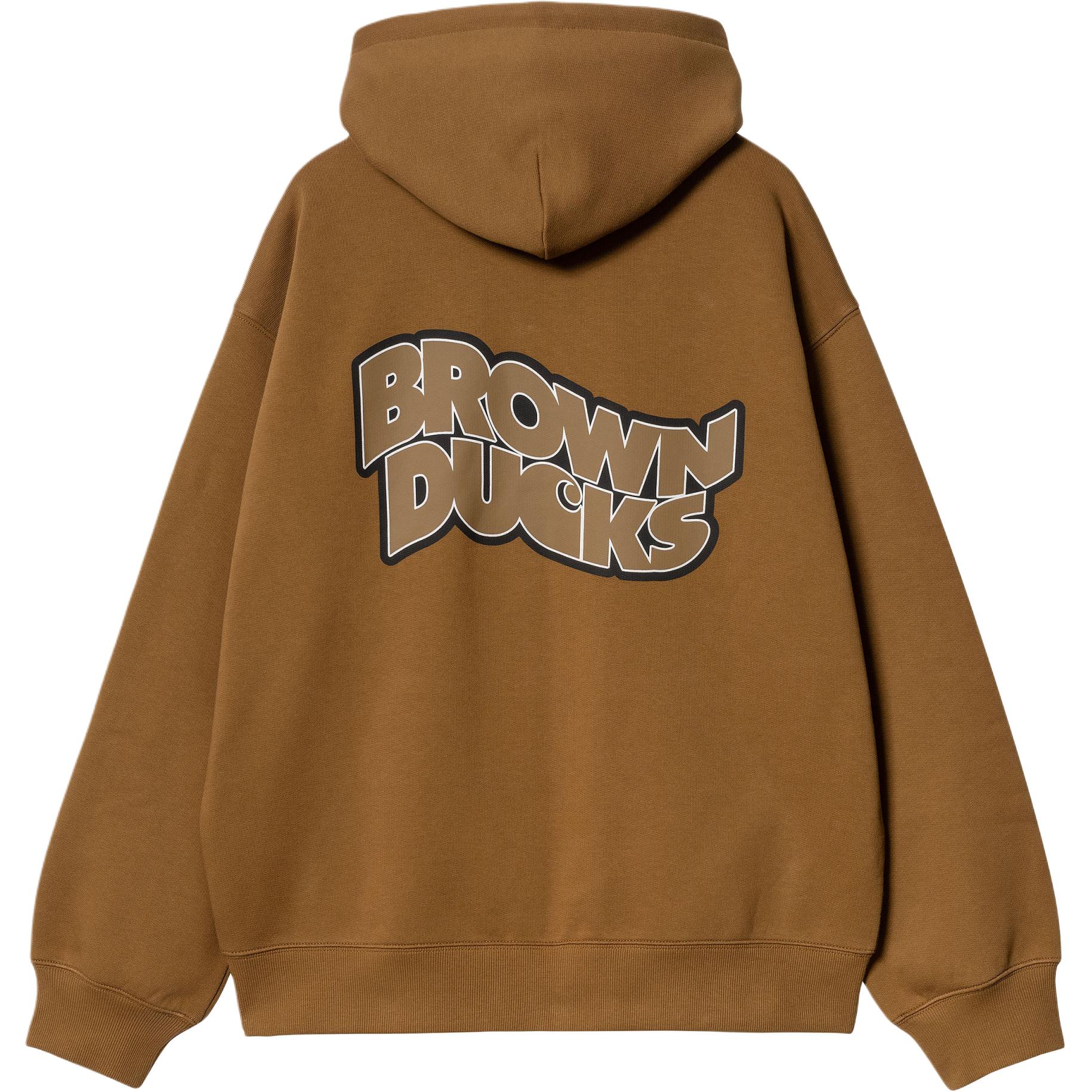 Carhartt WIP Hooded Brown Ducks Jacket Kangaroo Pocket Zip-Up Unisex Brown I033931-HZ-XX