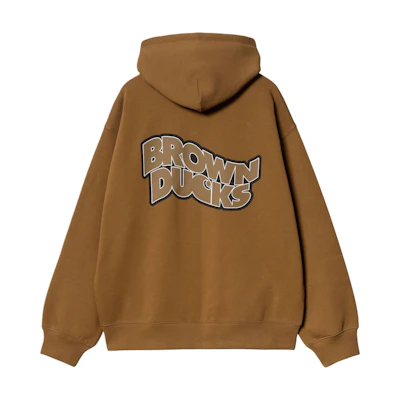 Carhartt WIP Hooded Brown Ducks Jacket Kangaroo Pocket Zip-Up Unisex Brown I033931-HZ-XX