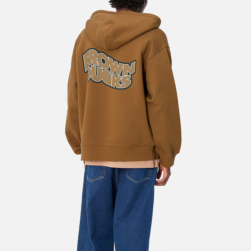 Carhartt WIP Hooded Brown Ducks Jacket Kangaroo Pocket Zip-Up Unisex Brown I033931-HZ-XX 圖 5