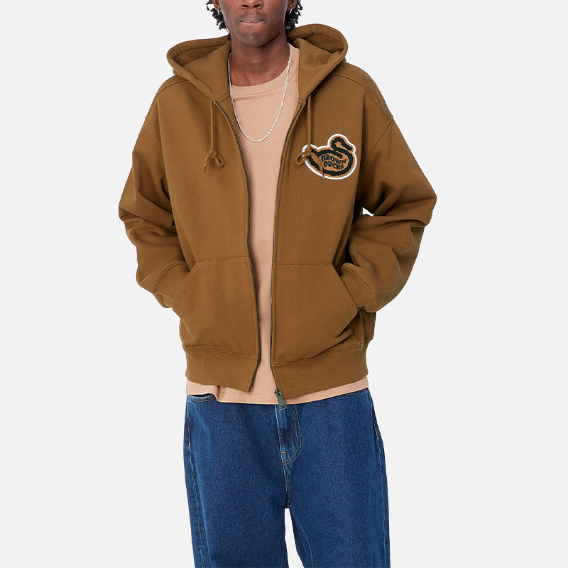 Carhartt WIP Hooded Brown Ducks Jacket Kangaroo Pocket Zip-Up Unisex Brown I033931-HZ-XX 圖 6