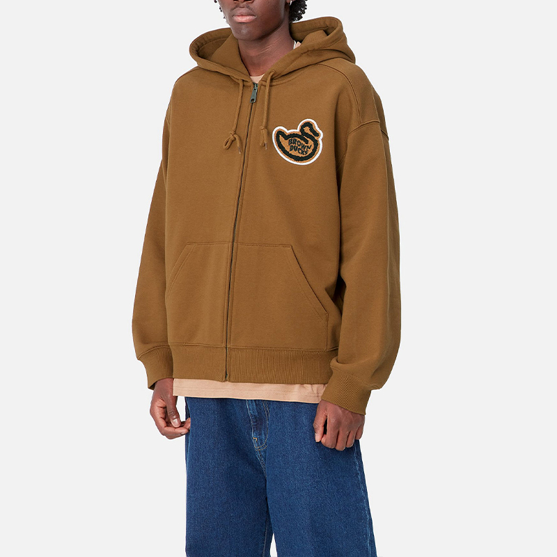 Carhartt WIP Hooded Brown Ducks Jacket Kangaroo Pocket Zip-Up Unisex Brown I033931-HZ-XX 圖 7