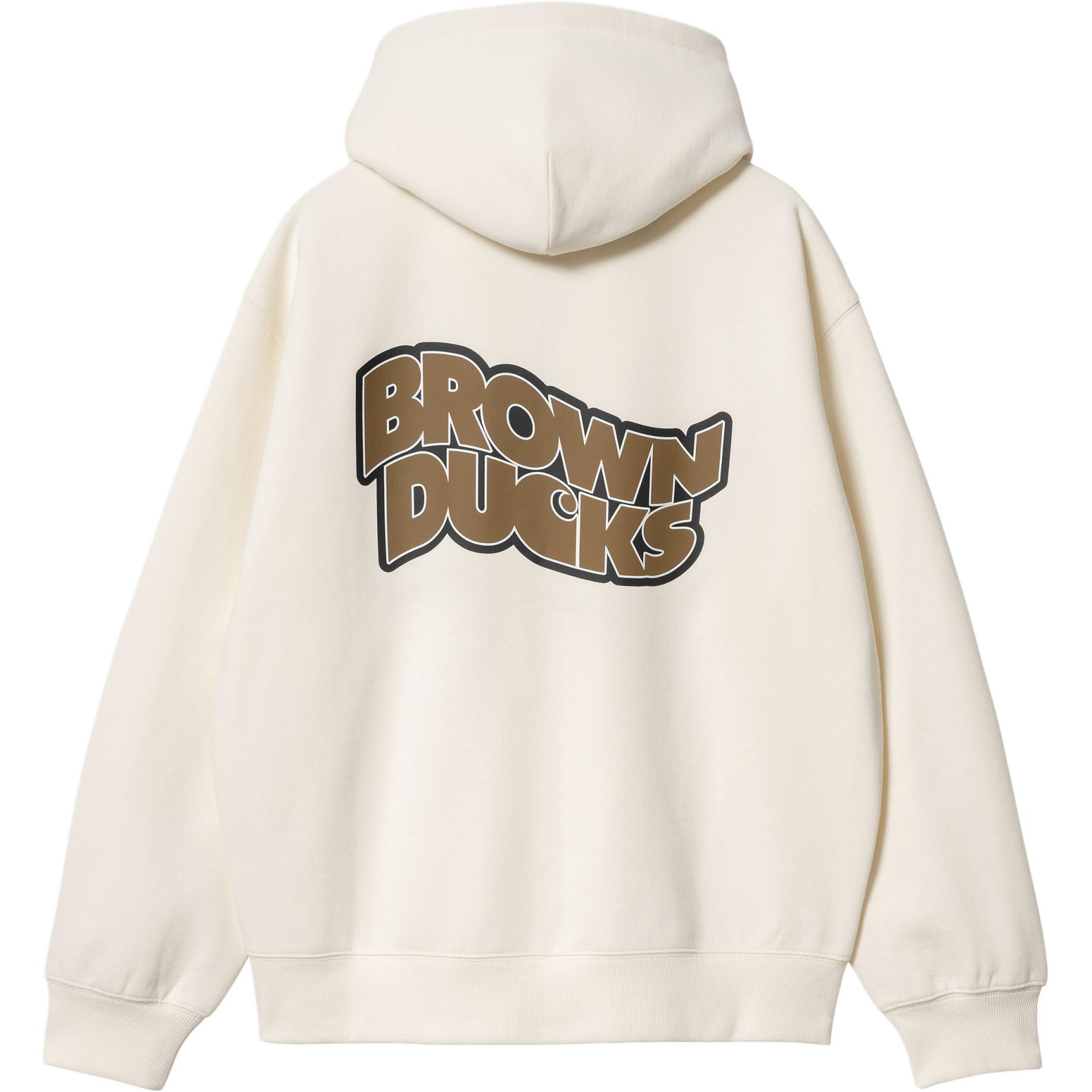 Carhartt WIP Hooded Brown Ducks Jacket Unisex Off-White Zip-Up Long Sleeve I033931-D6-XX