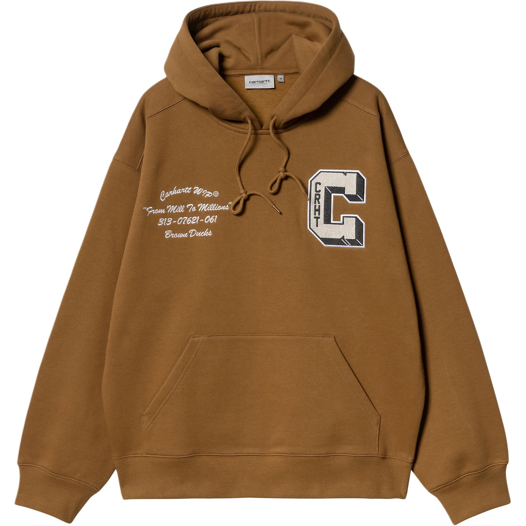 Carhartt WIP Hooded Brown Ducks Kangaroo Pocket Unisex Hoodie - Brown I033930-HZ-XX