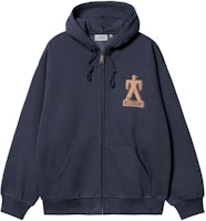 Carhartt WIP Hooded Built Sweat Jacket Unisex Navy Blue Kangaroo Pocket Hoodie I032469-01-XX Carhartt WIP Hooded Built Sweat Jacket Unisex Navy Blue Kangaroo Pocket Hoodie I032469-01-XX