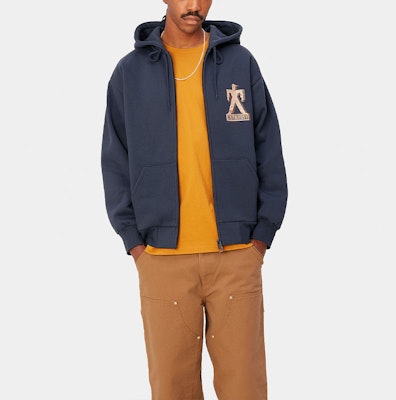 Carhartt WIP Hooded Built Sweat Jacket Unisex Biru Navy Hoodie Kantung Depan. I032469-01-XX Purchase Carhartt WIP Hooded Built Sweat Jacket Unisex Biru Navy Hoodie Kantung Depan. I032469-01-XX