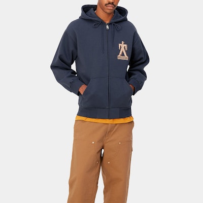 Carhartt WIP Hooded Built Sweat Jacket Unisex Biru Navy Hoodie Kantung Depan. I032469-01-XX Sizing Carhartt WIP Hooded Built Sweat Jacket Unisex Biru Navy Hoodie Kantung Depan. I032469-01-XX