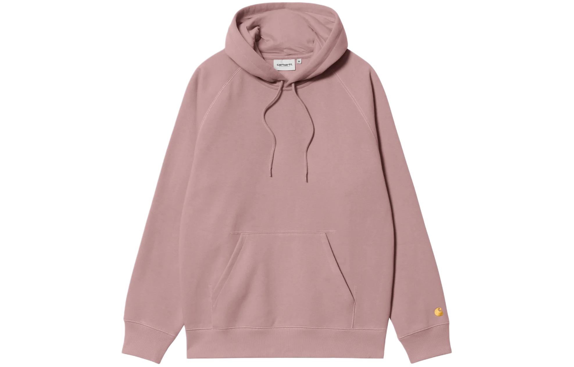 Carhartt WIP Hooded Chase Sweatshirt Embroidered C Logo Pink Pullover Hoodie Mens I033661-24C-XX