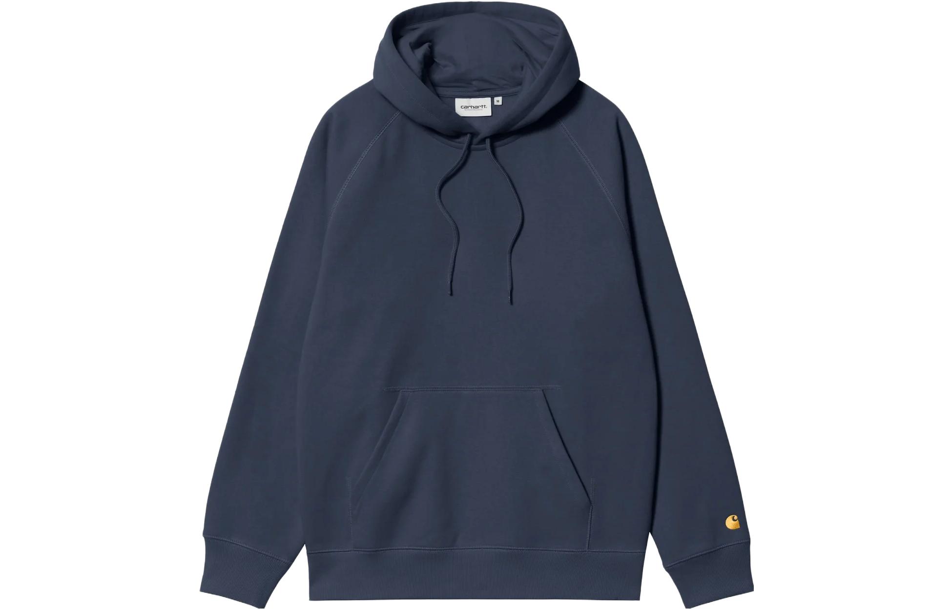 Carhartt WIP Hooded Chase Sweatshirt Logo Print Blue Hoodie for Men I033661-1YU-XX
