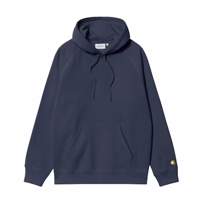 Carhartt WIP Hooded Chase Sweatshirt Logo Print Blue Hoodie for Men I033661-1YU-XX