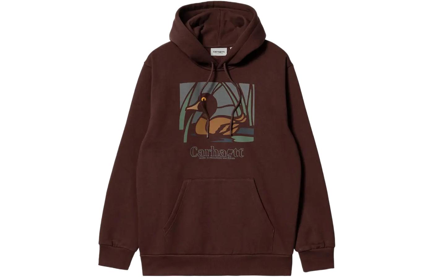 Carhartt WIP Hooded Duck Pond Animal Print Sweatshirt Maroon I031019-0W4-XX