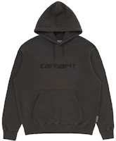 Carhartt WIP Hooded Duster Sweat Washed Black Hoodie Embroidered Logo CHXSWA202008F-BKX Carhartt WIP Hooded Duster Sweat Washed Black Hoodie Embroidered Logo CHXSWA202008F-BKX