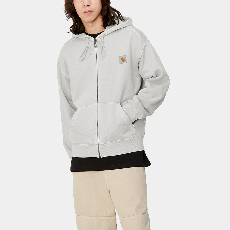 Shop 칼하트 WIP 후드 넬슨 재킷 그레이 유니섹스 긴팔 집업 재킷. I033064-1YE-GD