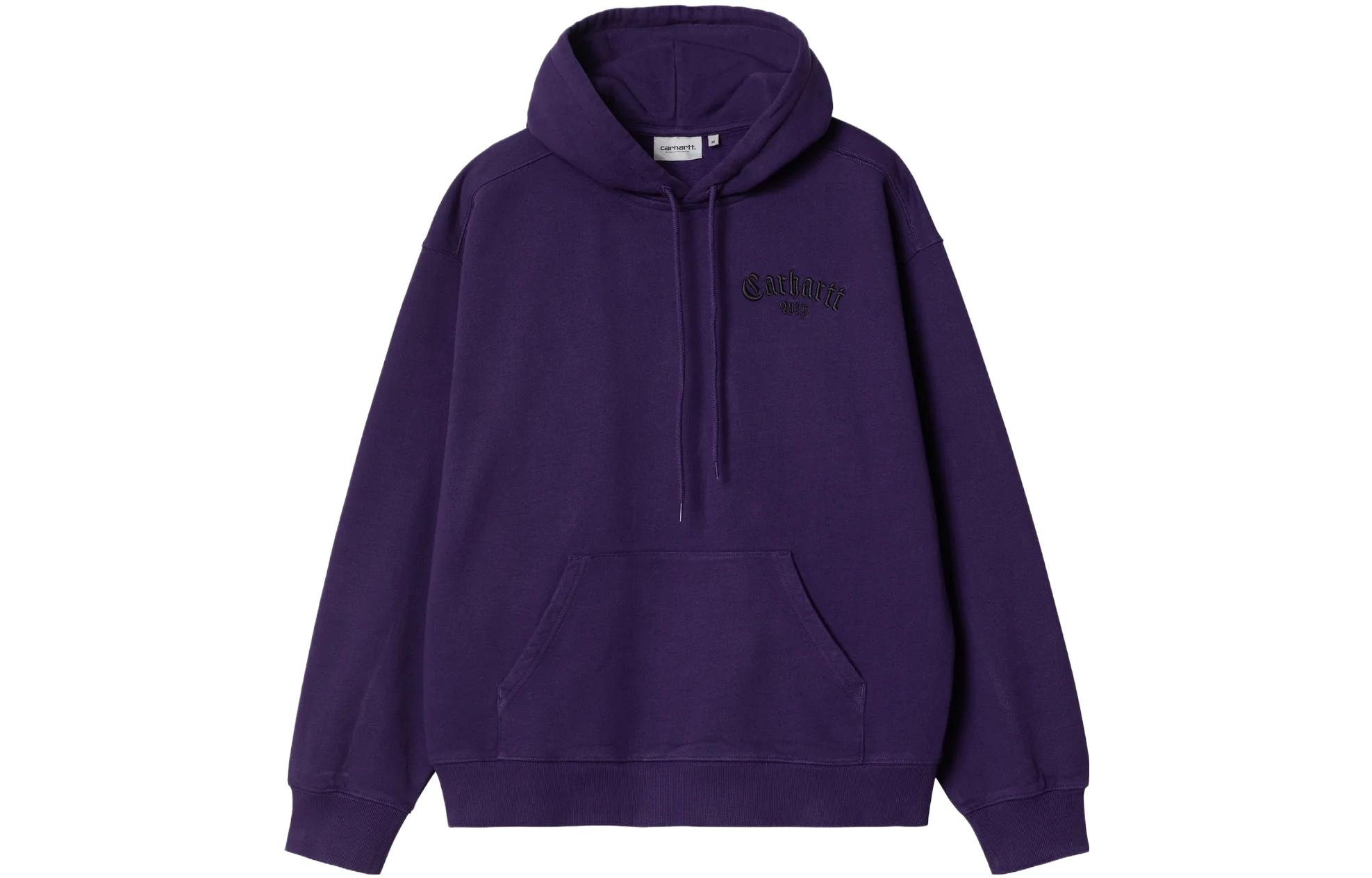Carhartt WIP Hooded Onyx Script Embroidered Pullover Sweatshirt Purple Mens I032865-1ZT-XX