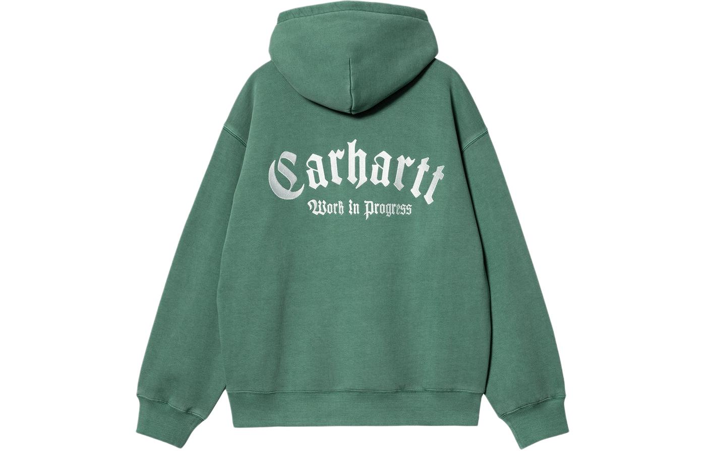 Carhartt WIP Hooded Onyx Script Embroidered Sweatshirt Green Pullover Hoodie I032865-22V-XX
