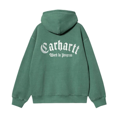 Carhartt WIP Hooded Onyx Script Embroidered Sweatshirt Green Pullover Hoodie I032865-22V-XX